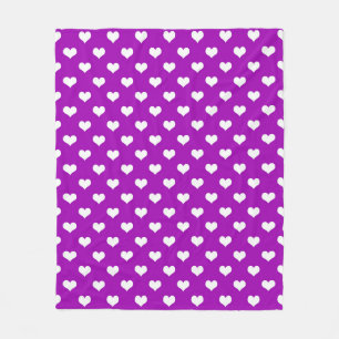 Paarse Witte Liefde Hartpatroon Ontwerp Fleece Deken