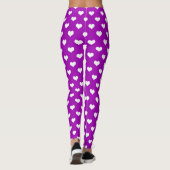 Paarse Witte Liefde Hartpatroon Ontwerp Leggings (Achterkant)