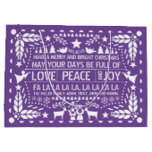 Paarse witte liefde Vrede Vreugde Vrede papel pica Groot Cadeauzakje (Achterkant)