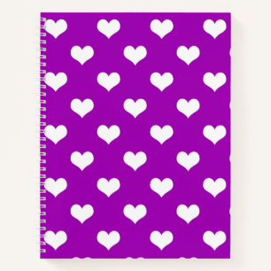 Paarse Witte Lieve Harten Ontwerp Notitieboek