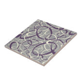 paarse witte lijnen op grijs geometrisch patroon tegeltje (Zijkant)