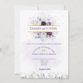 Paarse, witte & Lila Bloemen Huwelijksuitnodiging Kaart (Voorkant)