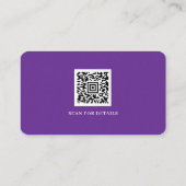 Paarse witte Logo QR code minimalistisch modern Visitekaartje (Achterkant)