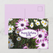 Paarse Witte Madeliefje Bloem Tuin Gelukkige Verja Briefkaart (Voorkant / Achterkant)