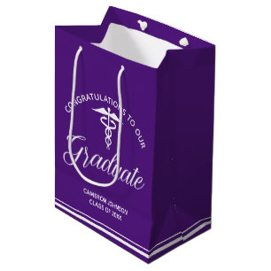 Paarse Witte Medische School Afstudeerfeest Medium Cadeauzakje