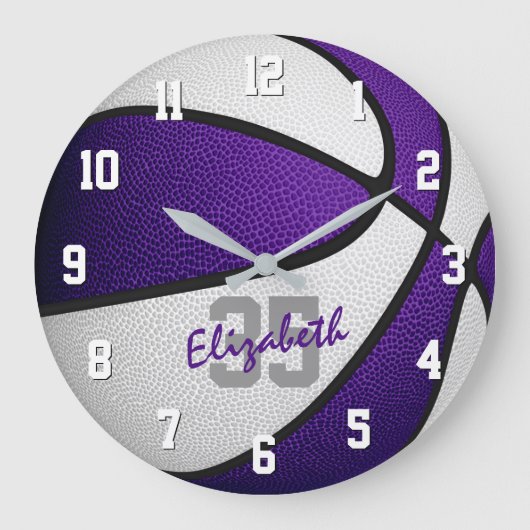 paarse witte meisjes jongens basketbal gepersonali grote klok (Voorkant)