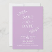 Paarse witte met de hand gemaakte Floral Twigs Save The Date (Voorkant)