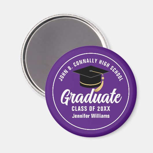 Paarse witte middelbare school Afstuderen 2025 Afs Magneet (Voorkant / Achterkant)