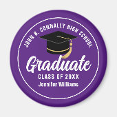 Paarse witte middelbare school Afstuderen 2025 Afs Magneet (Voorkant)