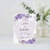 Paarse Witte Monochromatische Save the Date Uitnod Briefkaart (Staand voorkant)