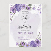 Paarse Witte Monochromatische Save the Date Uitnod Briefkaart (Voorkant)