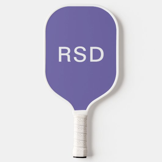 Paarse witte monogram Initialen Pickleball Paddle (Achterkant)