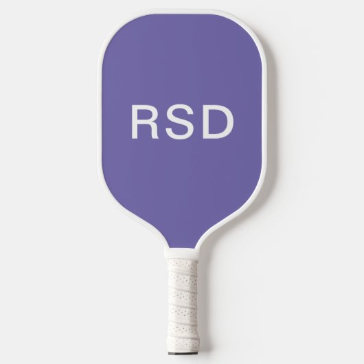 Paarse witte monogram Initialen Pickleball Paddle (Voorkant)