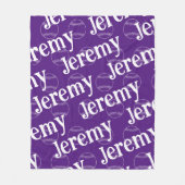 Paarse & Witte Nieuwheid Baseball Fleece Deken (Voorkant)