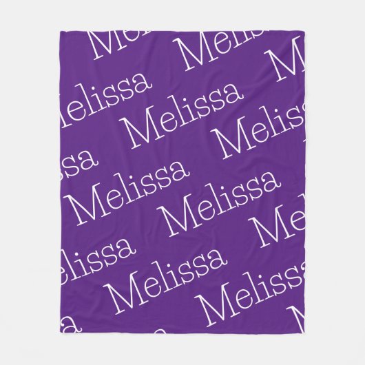 Paarse & Witte Nieuwheid Naam Fleece Deken (Voorkant)