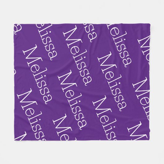 Paarse & Witte Nieuwheid Naam Fleece Deken (Voorkant (Horizontaal))
