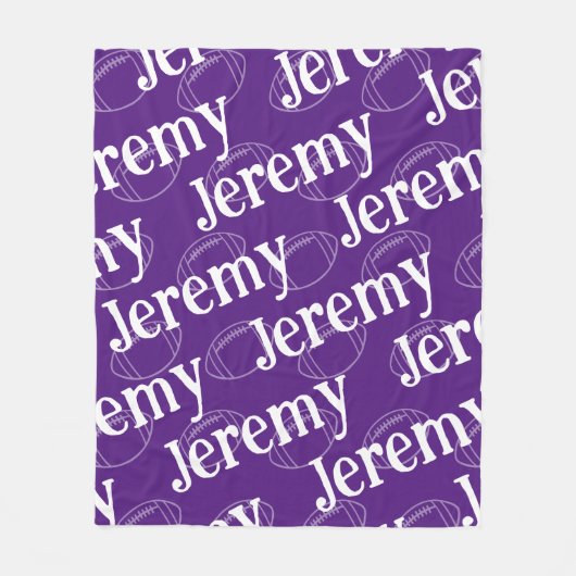 Paarse & Witte Nieuwigheid Football Fleece Deken (Voorkant)