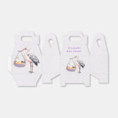 Paarse witte ooievaar Baby shower Bedankdoosjes (Uitgevouwen)