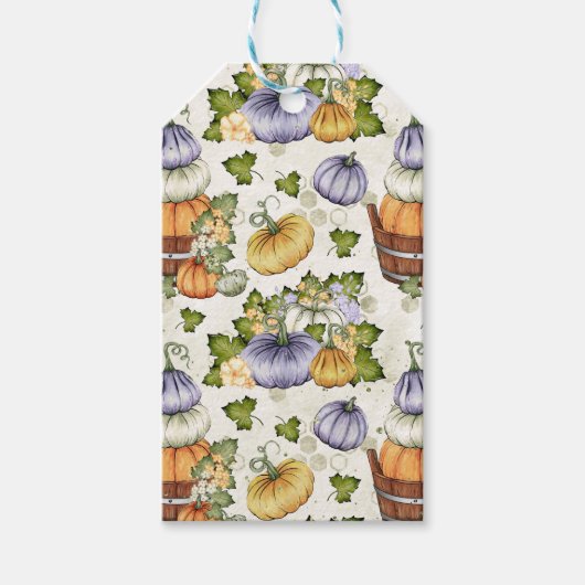 PAARSE WITTE ORANJE HERFST AUTUMN PUMPKINS CADEAULABEL (Voorkant)