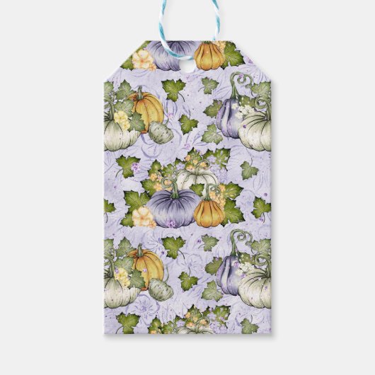 PAARSE WITTE ORANJE HERFST AUTUMN PUMPKINS CADEAULABEL (Voorkant)