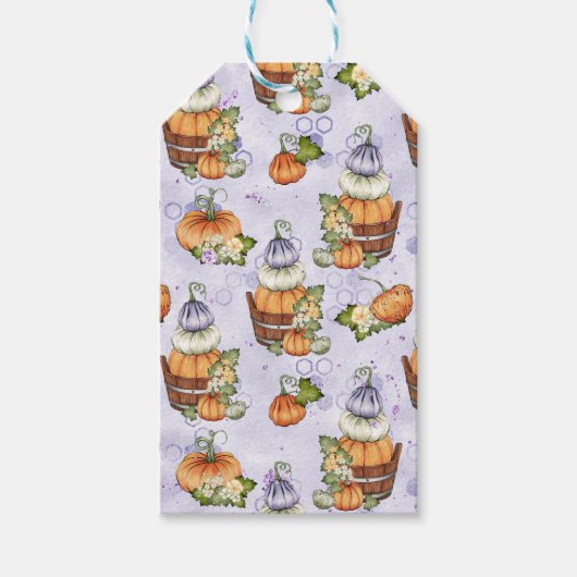 PAARSE WITTE ORANJE HERFST AUTUMN PUMPKINS CADEAULABEL (Voorkant)