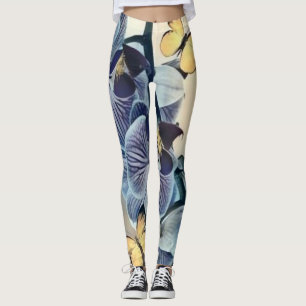 Paarse witte orchidee bloemenvlinder leggings