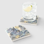 Paarse witte orchidee bloemenvlinder stenen onderzetter (Zijkant)