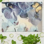 Paarse witte orchidee bloemenvlinder theedoek (Gevouwen)