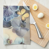 Paarse witte orchidee bloemenvlinder theedoek (Quarter Fold)