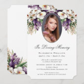 Paarse witte orchidee foto begrafenis in liefdevol kaart (Voorkant / Achterkant)