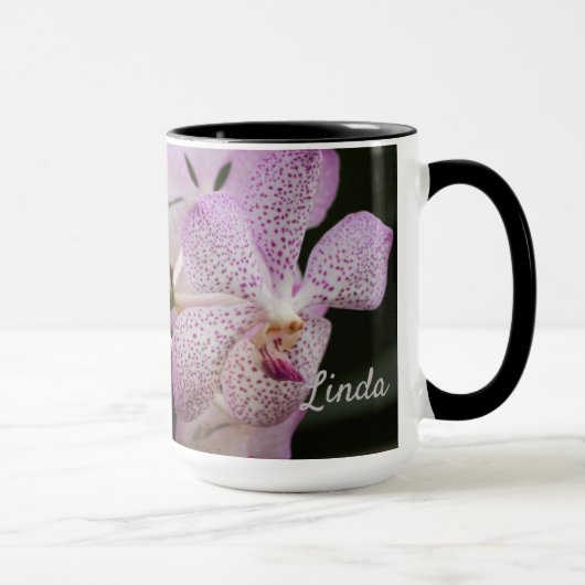 Paarse witte orchidee koffie/tea Mok 15 oz (Rechts)