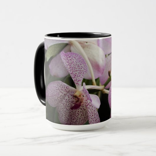 Paarse witte orchidee koffie/tea Mok 15 oz (Voorkant links)