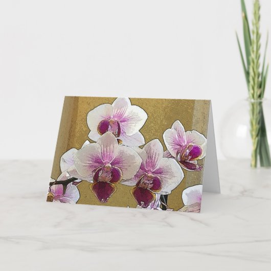 Paarse witte orchidee Sjabloon vouwen Wenskaart (Voorkant)