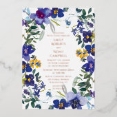 Paarse & Witte Orchidee Waterverf Bloemige Bruilof Folie Uitnodiging (Voorkant)