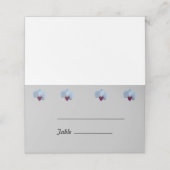 Paarse & witte orchideeën rand op gevouwen placeca plaatskaartje (Buitenkant ongevouwen)