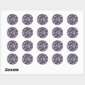Paarse Witte Paisley Print Elegant Verjaardagsfees Ronde Sticker (Vel)