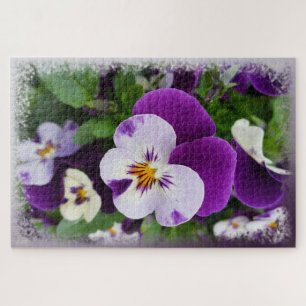Paarse witte paniekjes legpuzzel