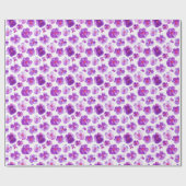 Paarse witte pansies floral waterverf art wrap cadeaupapier (Vlak)