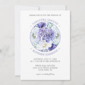 Paarse witte pioenen papavers typografie bruiloft kaart (Voorkant)