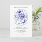 Paarse witte pioenen papavers typografie bruiloft kaart (Staand voorkant)