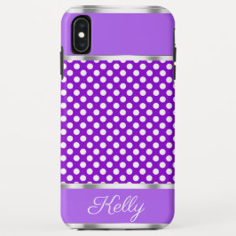 Paarse witte poka dot patroon iPhone XS Max Hoesje