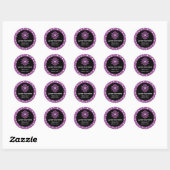 Paarse & Witte Polka Dot Adresetiketten Ronde Sticker (Vel)