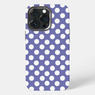 paarse witte polka stippen periwinkle iPhone 13 pro hoesje