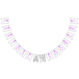 Paarse witte posy bruidsmeisje bruiloftsfoto sling vlaggetjes