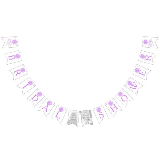 Paarse witte posy bruidsmeisje bruiloftsfoto sling vlaggetjes (Alle)