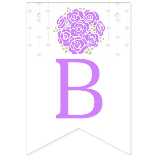 Paarse witte posy bruidsmeisje bruiloftsfoto sling vlaggetjes (Tweede vlag)