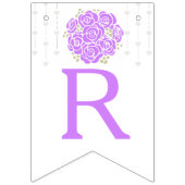 Paarse witte posy bruidsmeisje bruiloftsfoto sling vlaggetjes (Derde vlag)