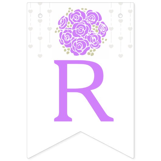 Paarse witte posy bruidsmeisje bruiloftsfoto sling vlaggetjes (Derde vlag)