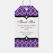 Paarse witte quatrefoil bruiloft dank u Labels Cadeaulabel (Voorkant)