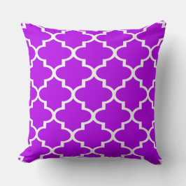 Paarse Witte Quatrefoil Lattice Kussen